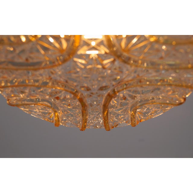 1960s Roiund 3D Amber Glass Flush Mount Lamp by Limburg, Germany, 1960s For Sale - Image 5 of 15