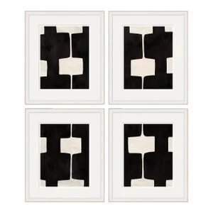 Black and White Abstract 3 I-IV Art Print in White Frame by Paule Marrot - Set of 4