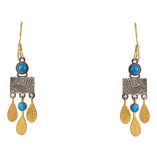 Bohemian Dream Blue Opal Earrings, A Pair For Sale