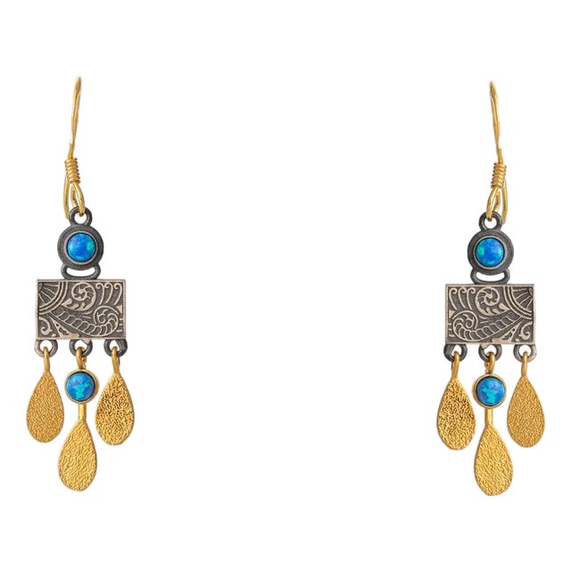 Bohemian Dream Blue Opal Earrings, A Pair For Sale