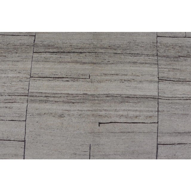 Modern Design Rug in White and Brown Tones by Keivan Woven Arts 9'4 X 11'9 For Sale In Atlanta - Image 6 of 12
