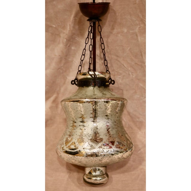 Vintage Mercury Glass Pendant Light Fixture For Sale - Image 4 of 4