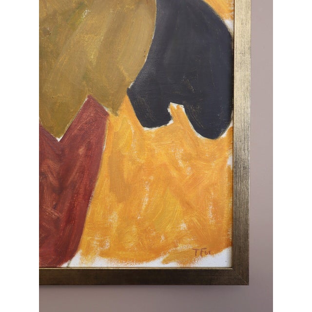 Burnt Orange 1965 Mid-Century Modern 'Forms in Motion' Vintage Abstract Oil Painting by Swedish Artist Ture Fabiansson (1910-1994), Framed For Sale - Image 8 of 12