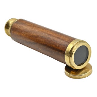Vintage Telescope in Bronze and Wood, Italy, Early 20th Century For Sale