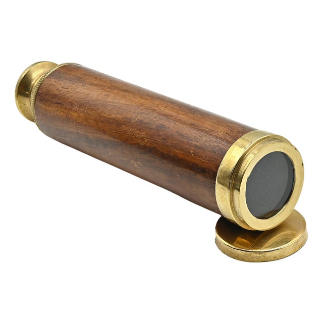 Vintage Telescope in Bronze and Wood, Italy, Early 20th Century For Sale