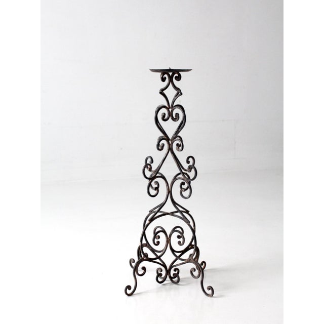 Vintage Scrollwork Iron Candle Stand For Sale - Image 6 of 17