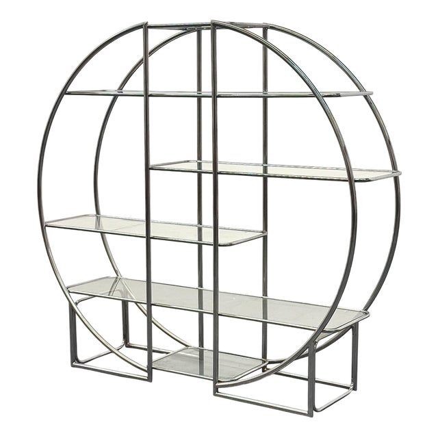 Bauhaus Round Shelving with Tubular Frame and Glass Shelves For Sale