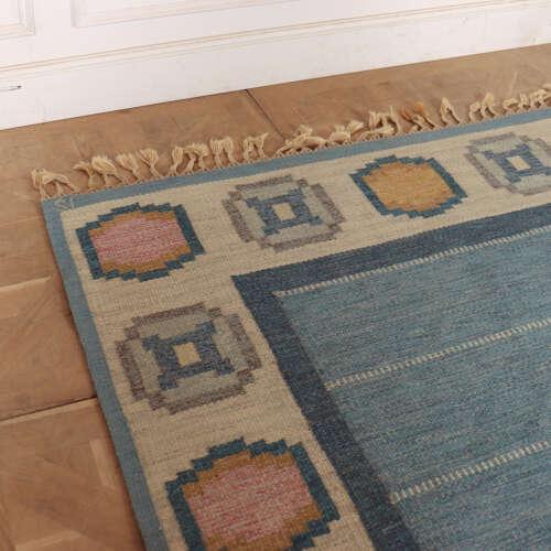 Textile Mid-Century Swedish Handmade Flat Weave Rug For Sale - Image 7 of 13