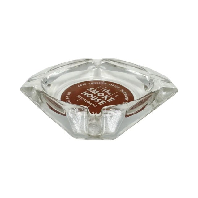 Mid-Century Modern Vintage the Smoke House Restaurant Burbank, California Glass Ashtray For Sale - Image 3 of 9