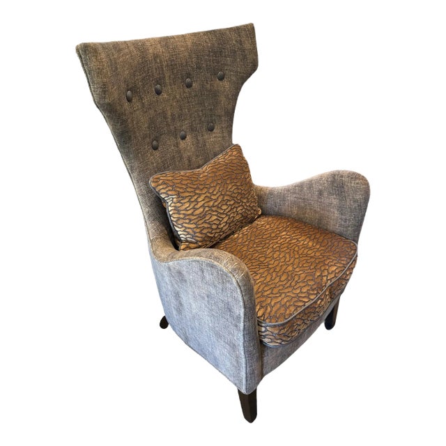Modern Wingback Chair Upholstered With Luxurious Velvet Fabric For Sale