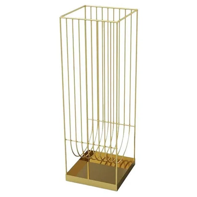 Metal Gold Contemporary Umbrella Stand For Sale - Image 7 of 7