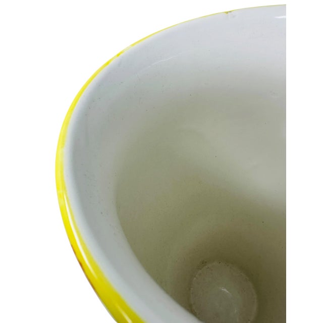 Vintage 1980s Italian Hand-Painted Yellow Floral Ceramic 12-Inch Urn Vase For Sale - Image 11 of 12