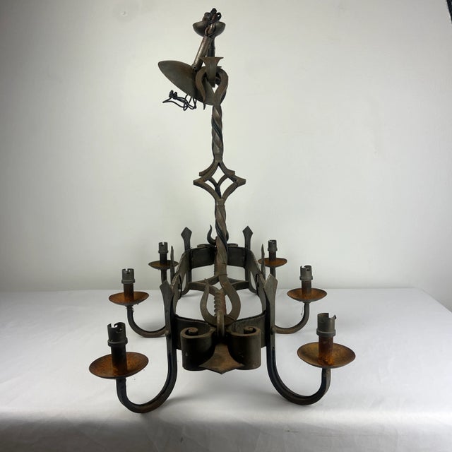 Early 20th Century French Wrought Iron Chandelier For Sale - Image 4 of 9