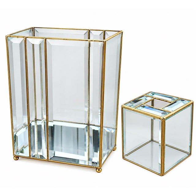 Vintage 1980s 24k Gold Leaded Beveled Glass Tissue Box Cover For Sale - Image 10 of 10