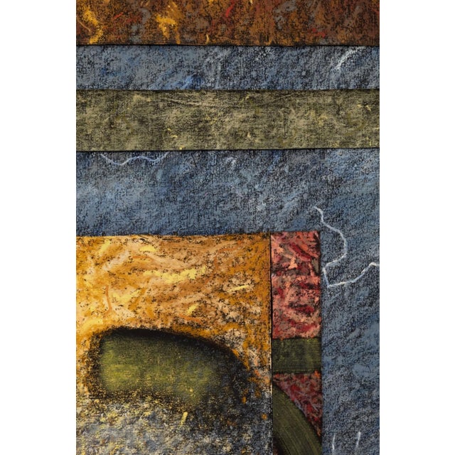 Late 20th Century Nanette Carter Segments of Time 1992 Oil Stick on Canvas Abstract Collage Framed For Sale - Image 5 of 8