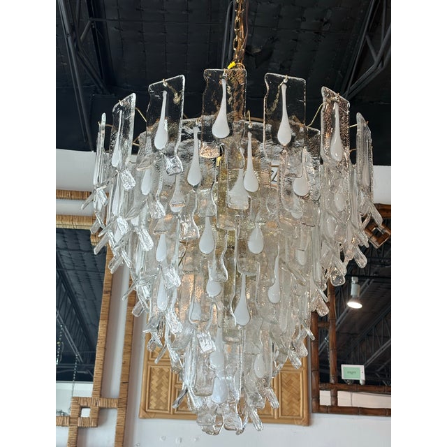 Transparent Vintage Murano Mazzega Chandelier by Carlo Nason, Brass & Glass, Italy, 1960s For Sale - Image 8 of 12