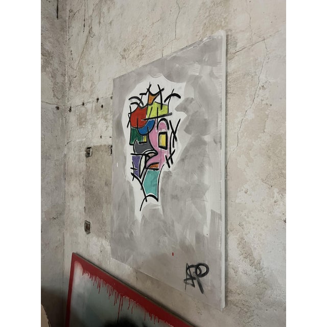 Early 21st Century ArpVerdeacqua, Face in Colours Abstract, Acrylic on Canvas For Sale - Image 5 of 8