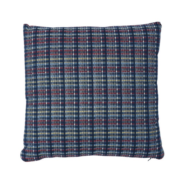 Contemporary Schumacher Zealand Check 20" Pillow in Navy Multi For Sale - Image 3 of 3