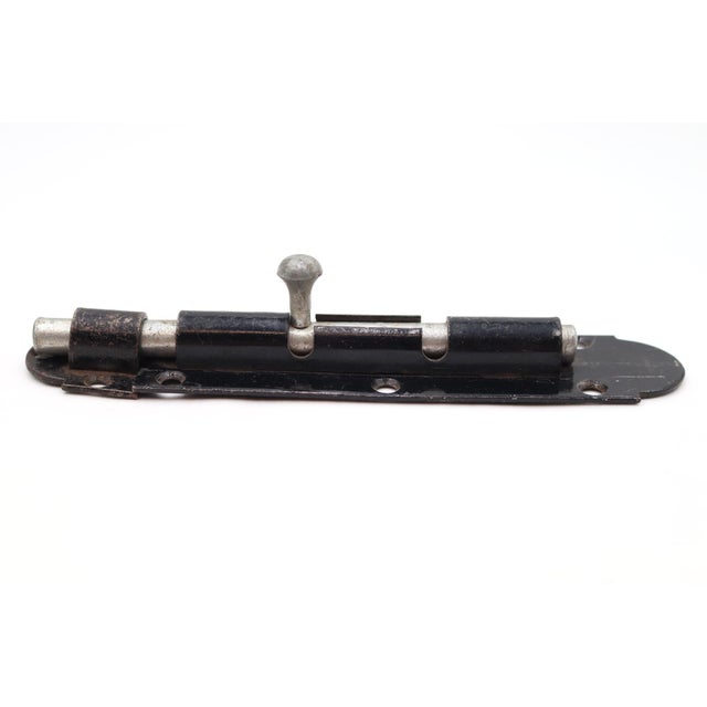 Traditional Reclaimed 7.5 In. Stanley Black Steel Door Slide Bolt For Sale - Image 3 of 4