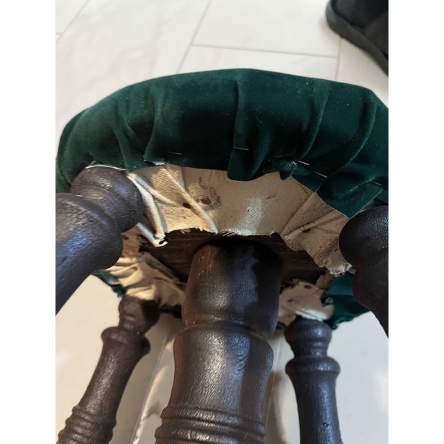 Emerald Late Victorian Claw-and-Glass-Ball Stool With Emerald Green Velvet Seat For Sale - Image 8 of 8