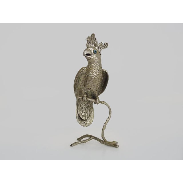 Silver Plated Bronze Cockatoo or Parrot Sculpture, 1950s For Sale - Image 10 of 10