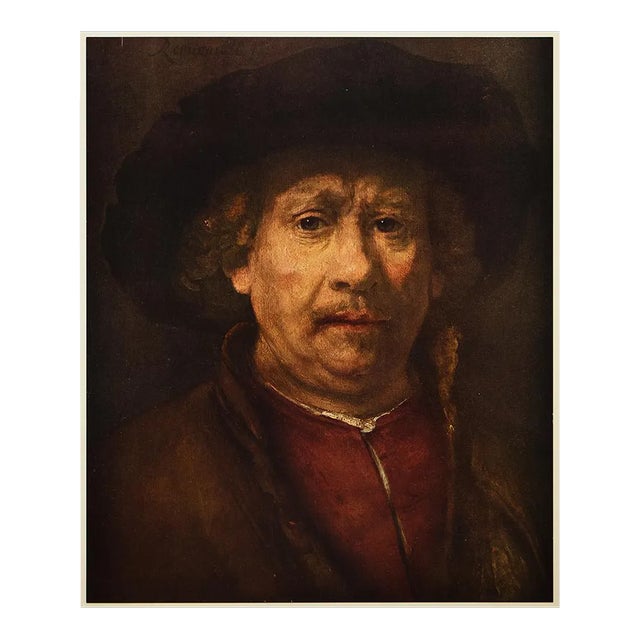 1954 After Rembrandt Van Rijn "Self-Portrait", Vintage Full-Color Print For Sale