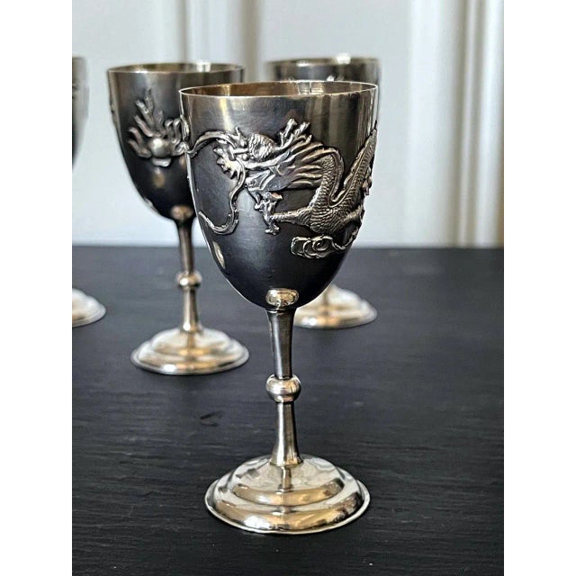 Early 20th Century Chinese Export Silver Overlay Bottle with Five Cordials Tianjin Wuhua - 6 Pieces For Sale - Image 5 of 13