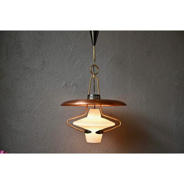 Gold Large Suspension Lantern in Glass and Golden Brass, 1950s For Sale - Image 8 of 18