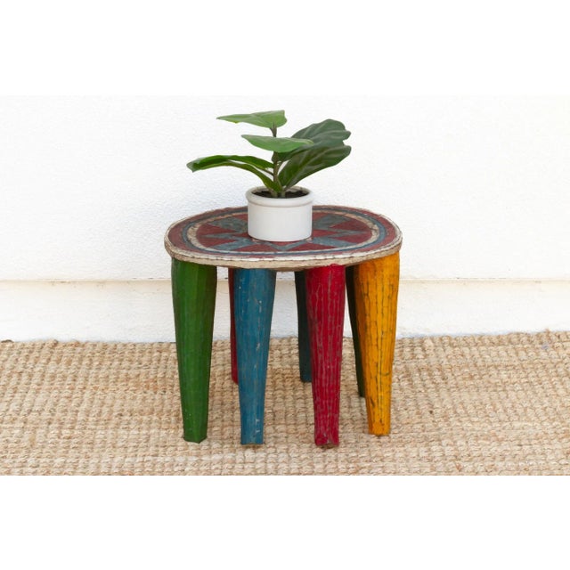 Yellow Bold & Colorful African Nupe Oval Table For Sale - Image 8 of 8