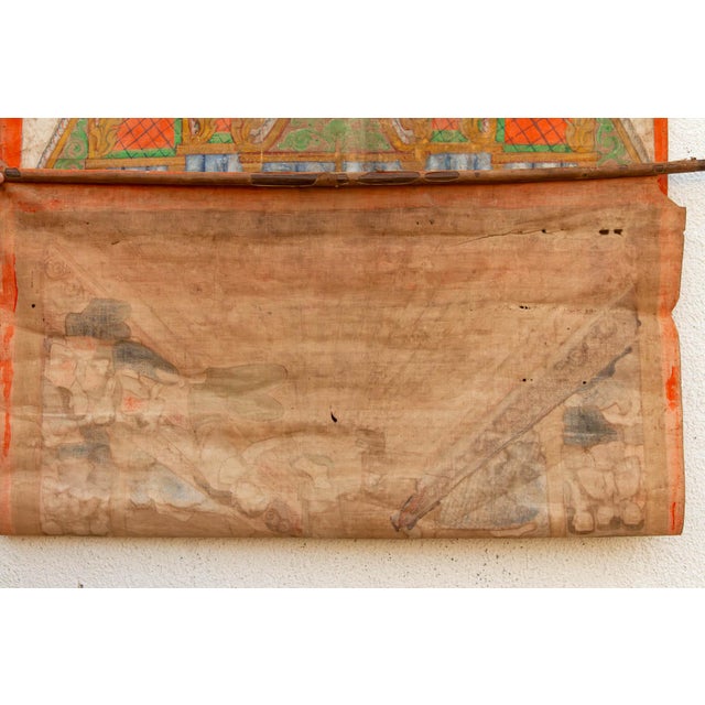 Wood Monumental Antique Thai Temple Scroll For Sale - Image 7 of 10