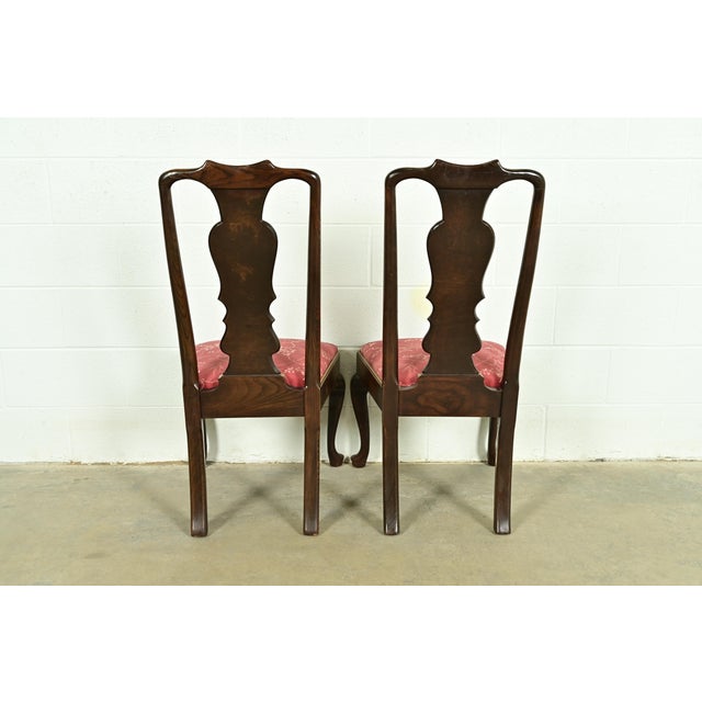 Henredon Chinoiserie Queen Anne Hand Painted Oak Side Chairs or Dining Chairs, Pair For Sale - Image 11 of 14
