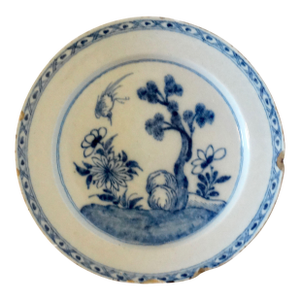 Antique Dutch Delft Chinoiserie Platter Charger 14" Diameter Large Blue White