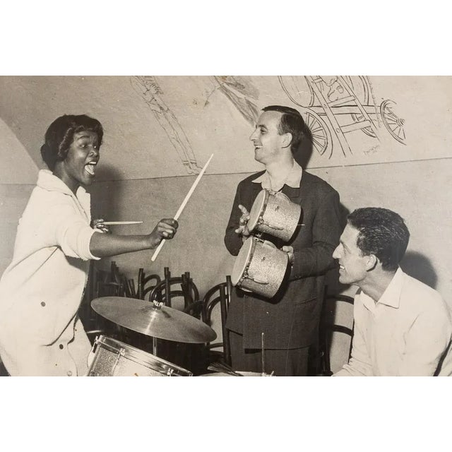 Jazz Band, Black & White Photograph on Wooden Board, 1940s For Sale - Image 4 of 13