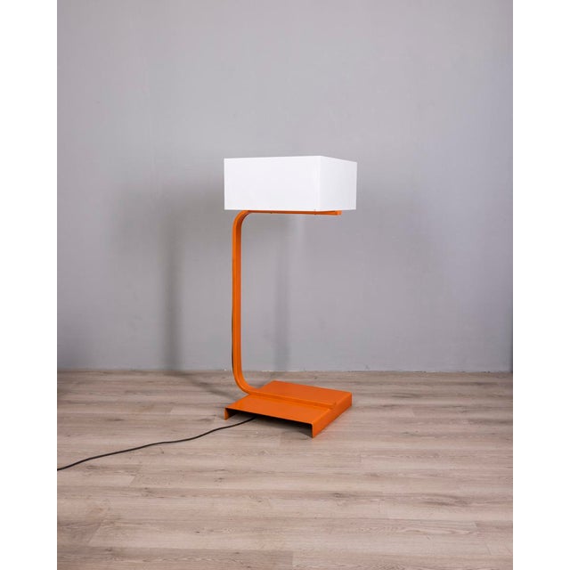 Vintage Space Age Italian Orange Metal and Acrylic Glass Floor Lamp, 1970s For Sale - Image 15 of 15