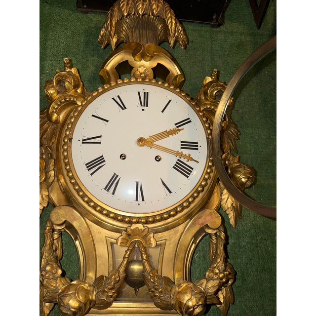 Large Swedish Gustavian Cartel Wall Clock For Sale - Image 4 of 10