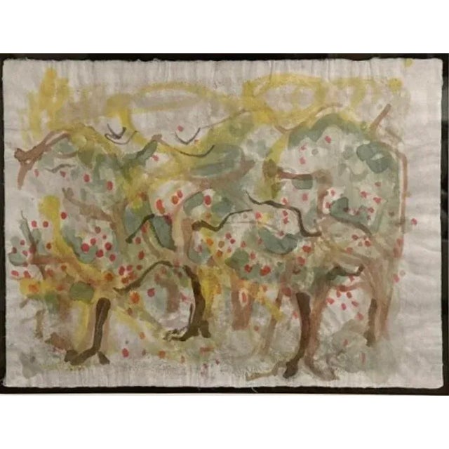 Vintage Abstract Watercolor Painting Apple Fruit Trees For Sale - Image 11 of 12