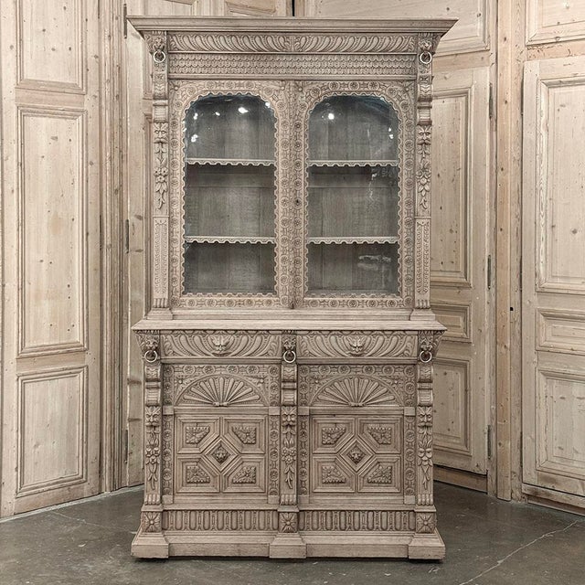 Late 19th Century 19th Century Belgian Hand-Carved Stripped Oak Bookcase For Sale - Image 5 of 18