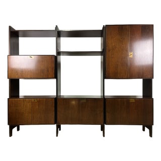 Freestanding Bookcase in Wood and Brass from Vittorio Dassi, 1960s For Sale