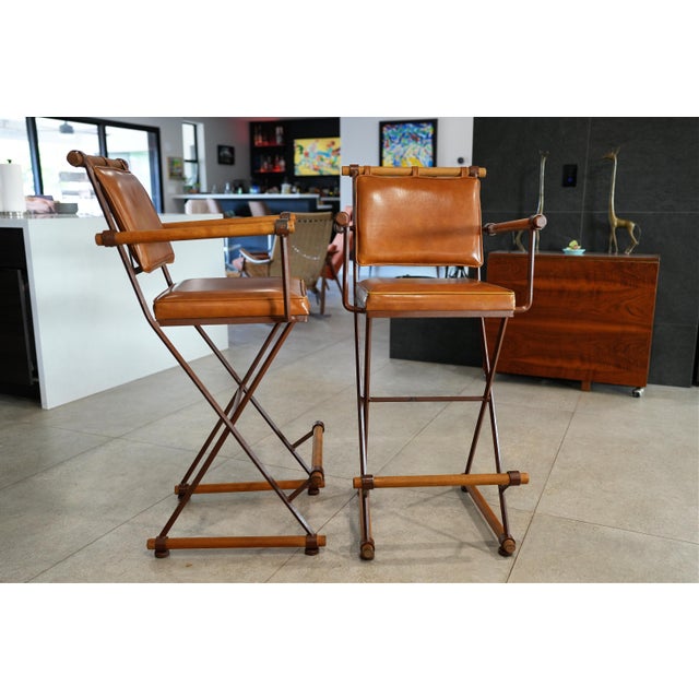 1970s X-Frame Bar Stools – Attributed To Cleo Baldon for Terra of California Pair For Sale - Image 14 of 14