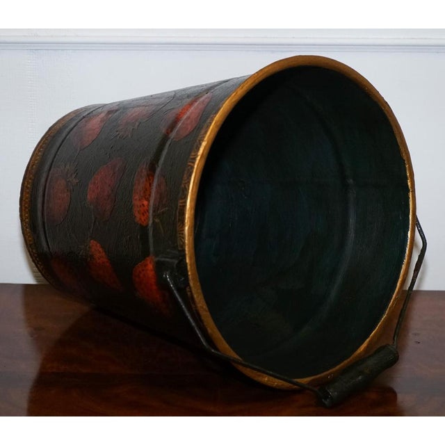 Vintage Metal Traditional Decoupage Ice Bucket with Strawberry Decorations For Sale - Image 13 of 16