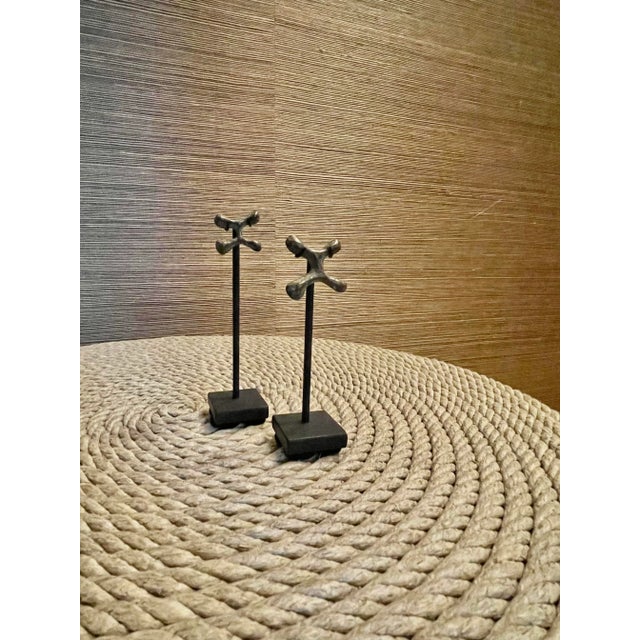 Antique Mounted African Katanga Sanga Crosses- a Set of 6 For Sale - Image 4 of 4