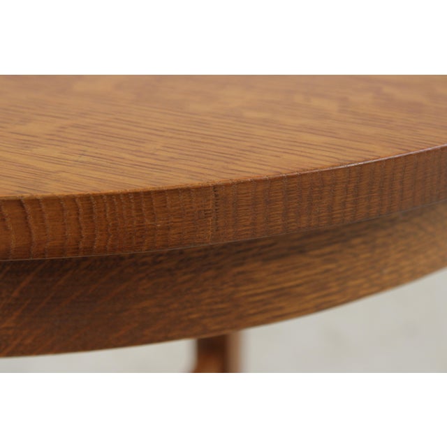 Wood Stickley Mission Oak Arts & Crafts Round Lamp Table For Sale - Image 7 of 14