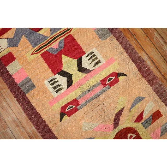 Vintage Zabihi Collection Pictorial Buddhist African Kilim Runner - 2' x 6'2" For Sale In New York - Image 6 of 9