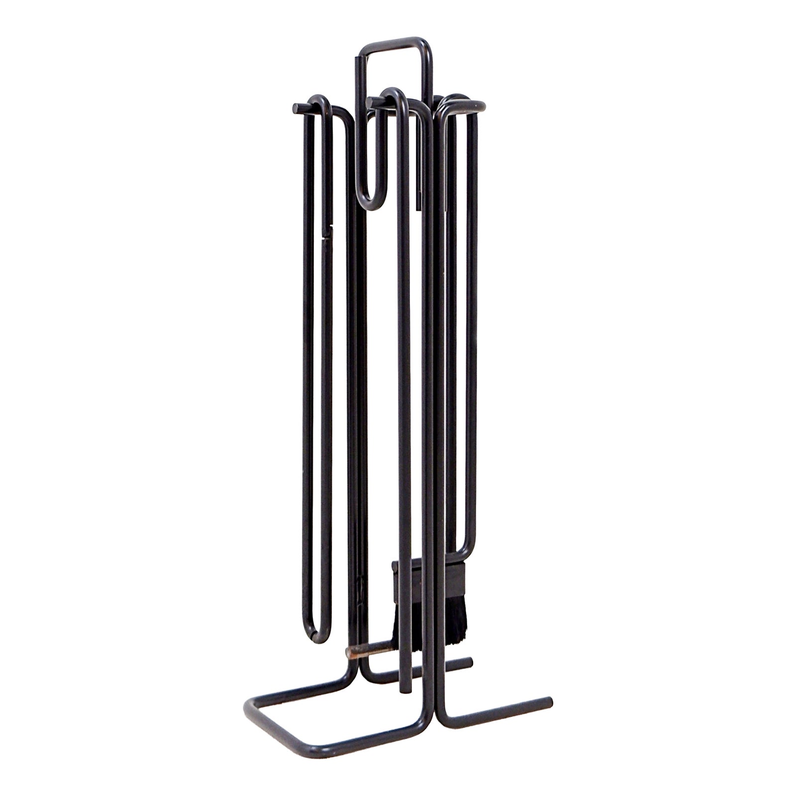 Minimalist Black Metal Fire Set Mace-Line attributed to Ann Maes, 1970s ...