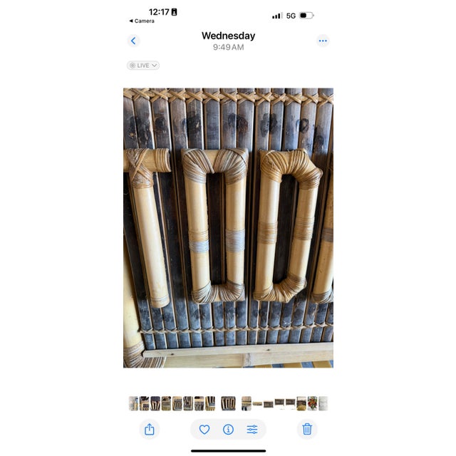 Vintage Coastal Split Rattan “Toddler” Sign For Sale - Image 11 of 12