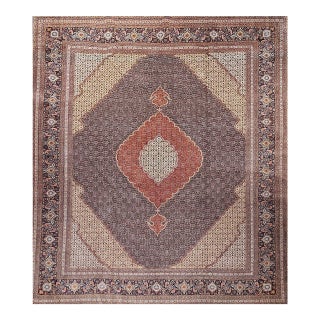 Antique Tabriz Mahi Rug, Hand-Knotted Wool & Silk, Herati Geometric Pattern, 10x13 For Sale