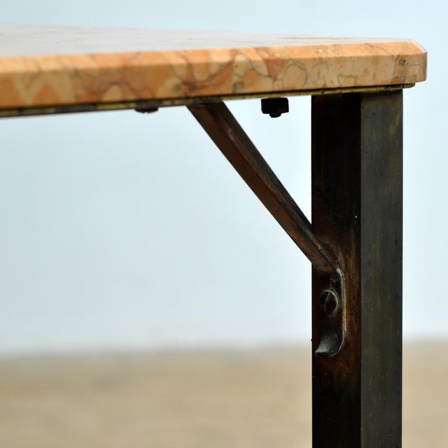 1920s French Marble and Brass Side Table, 1920 For Sale - Image 5 of 9