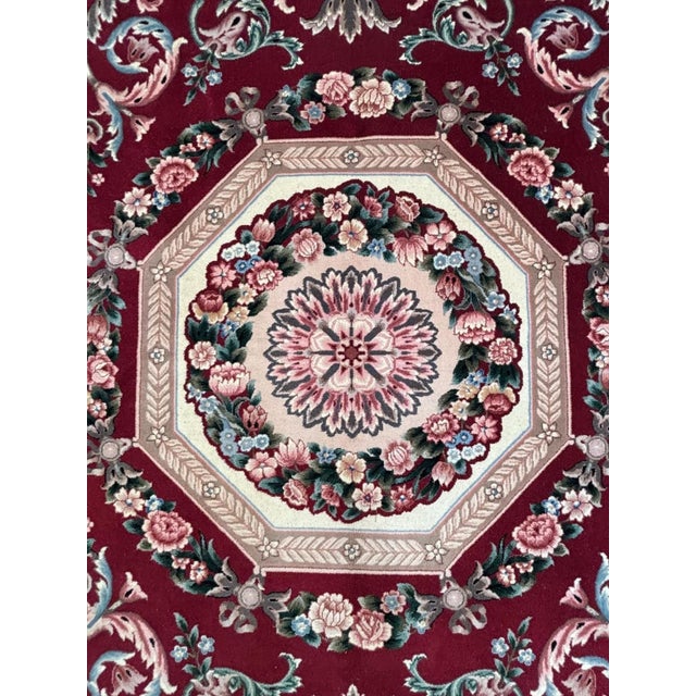 Wool pile genuine hand made Sevanery Style rug with pile.