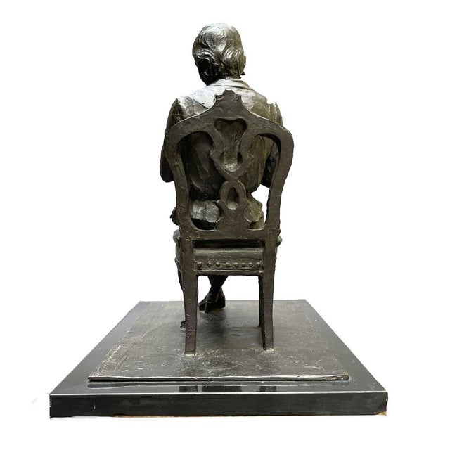 Leonardo Secchi, Lady Seated with Dog, 1942, Bronze and Marble For Sale - Image 4 of 9