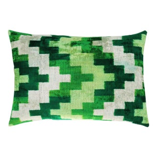 Contemporary Green Velvet Throw Pillow & Down Insert For Sale